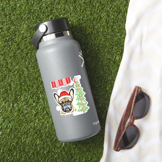 Franse Bulldog kerstcadeau Sticker (HydroFlask Insitu)