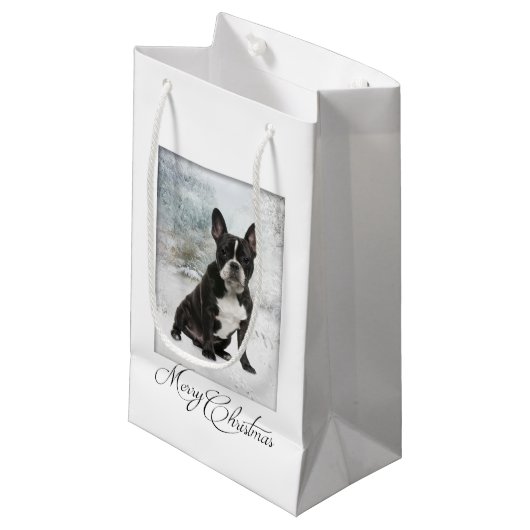 Franse Bulldog kerstcadeauzak Klein Cadeauzakje (Voorkant Gekanteld)