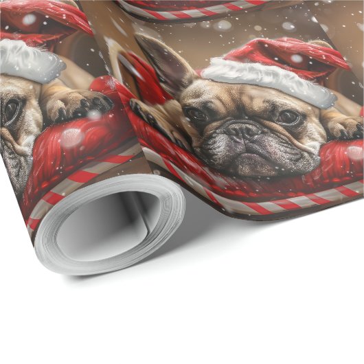 Franse Bulldog Kerstfeest Cadeaupapier (Rol Hoek)