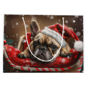 Franse Bulldog Kerstfeest Groot Cadeauzakje (Achterkant)