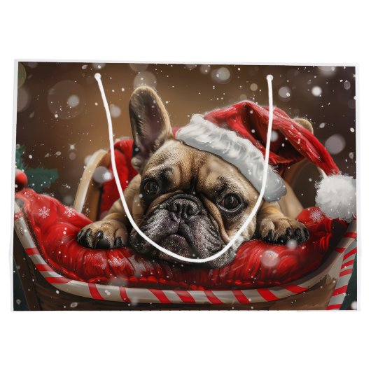 Franse Bulldog Kerstfeest Groot Cadeauzakje (Achterkant)