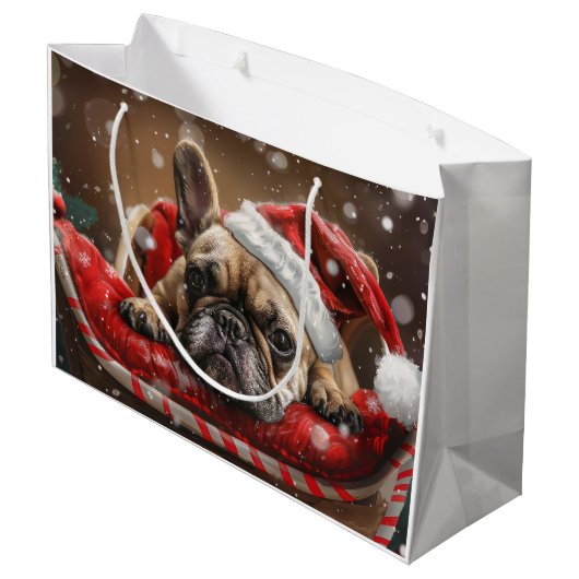 Franse Bulldog Kerstfeest Groot Cadeauzakje (Achterkant Gekanteld)