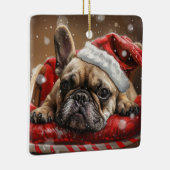 Franse Bulldog Kerstfeest Keramisch Ornament (Rechts)