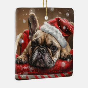 Franse Bulldog Kerstfeest Keramisch Ornament