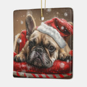 Franse Bulldog Kerstfeest Keramisch Ornament (Links)