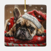 Franse Bulldog Kerstfeest Keramisch Ornament (Achterkant)