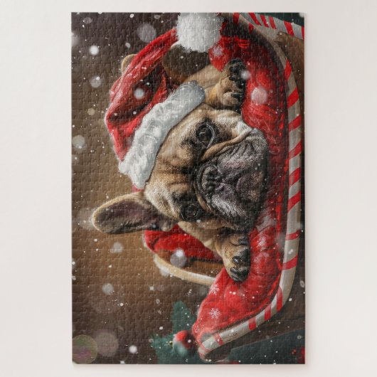 Franse Bulldog Kerstfeest Legpuzzel (Verticaal)