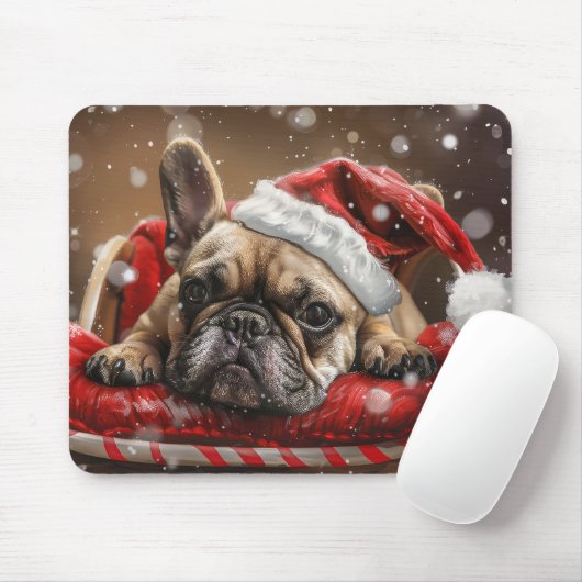 Franse Bulldog Kerstfeest Muismat (Met muis)