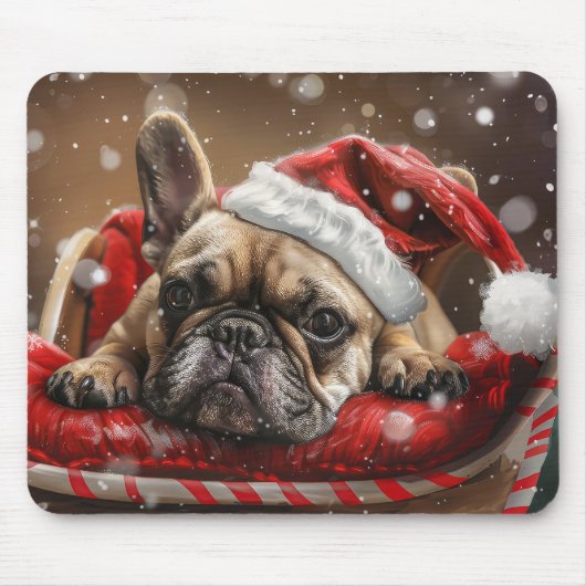 Franse Bulldog Kerstfeest Muismat (Voorkant)
