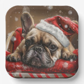 Franse Bulldog Kerstfeest Papieren Bordje (Voorkant)
