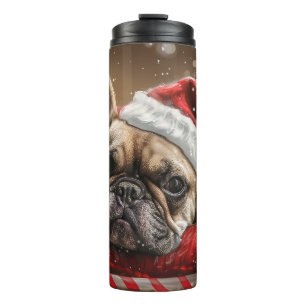 Franse Bulldog Kerstfeest Thermosbeker