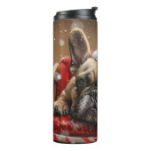 Franse Bulldog Kerstfeest Thermosbeker (Gedraaid links)