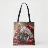 Franse Bulldog Kerstfeest Tote Bag (Voorkant)