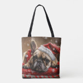 Franse Bulldog Kerstfeest Tote Bag (Achterkant)