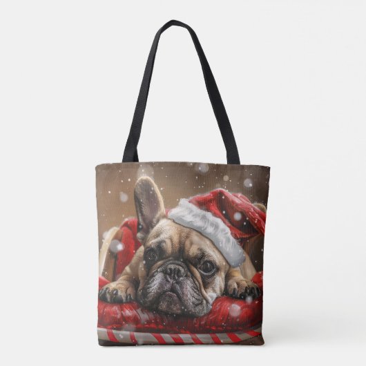 Franse Bulldog Kerstfeest Tote Bag (Achterkant)
