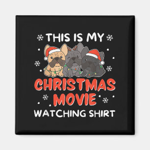 Franse Bulldog Kerstfilm Kijken Mannen Vrouwen Magneet