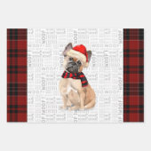 Franse Bulldog Kersthond en Plaid Inpakpapier Vel (Voorkant)