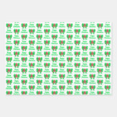 Franse Bulldog kersthond, groene bol 3 kleur Inpakpapier Vel (Voorkant 2)