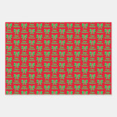 Franse Bulldog kersthond, groene bol 3 kleur Inpakpapier Vel (Voorkant)