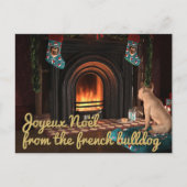 Franse Bulldog Kersthond Joyeux Noel Feestdagenkaart (Voorkant)