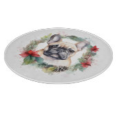 Franse Bulldog Kerstkrans Festieve Pup Snijplank (Hoek)