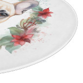 Franse Bulldog Kerstkrans Festieve Pup Snijplank (Hoek)