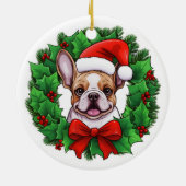 Franse Bulldog Kerstkrans Keramisch Ornament (Achterkant)