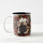 Franse Bulldog Kerstkrans Tweekleurige Koffiemok (Links)