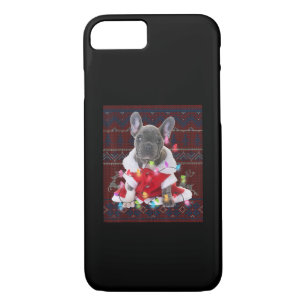 Franse Bulldog kerstlampjes met lelijke Sweater Do iPhone 8/7 Hoesje