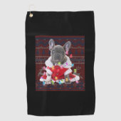 Franse Bulldog kerstlampjes met lelijke Sweater Do Golfhanddoek (Voorkant)