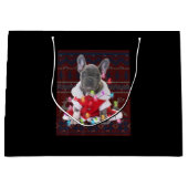 Franse Bulldog kerstlampjes met lelijke Sweater Do Groot Cadeauzakje (Voorkant)