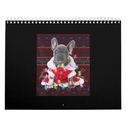 Franse Bulldog kerstlampjes met lelijke Sweater Do Kalender (Hoes)