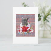 Franse Bulldog kerstlampjes met lelijke Sweater Do RSVP Kaartje (Staand voorkant)