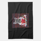 Franse Bulldog kerstlampjes met lelijke Sweater Do Theedoek (Verticaal)