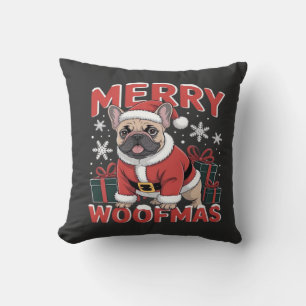 Franse Bulldog Kerstman Hoed Kerstmis Hond Kussen