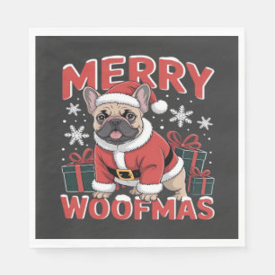 Franse Bulldog Kerstman Hoed Kerstmis Hond Servet