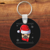 Franse Bulldog Kerstman Kleding Sleutelhanger (Voorkant)