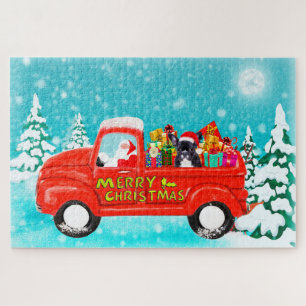 Franse Bulldog Kerstman Santa Bezorgtruck Legpuzzel