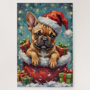 Franse Bulldog Kerstman Zak Avontuur Legpuzzel