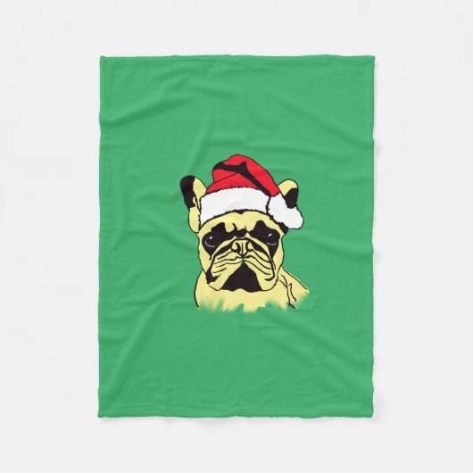 Franse Bulldog Kerstmis Cartoon Fleece Deken (Voorkant)