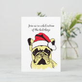 Franse Bulldog Kerstmis Cartoon Kaart (Staand voorkant)