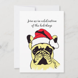 Franse Bulldog Kerstmis Cartoon Kaart