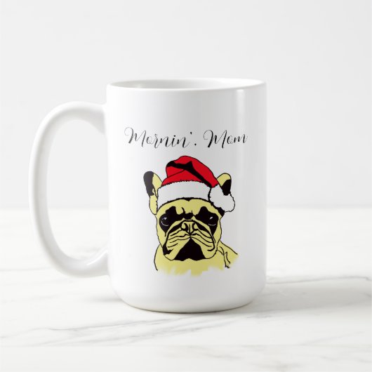 Franse Bulldog Kerstmis Cartoon Koffiemok (Links)
