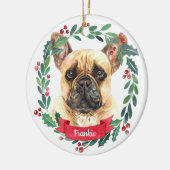 Franse Bulldog kerstmis Elegant Waterverf Dog Keramisch Ornament (Links)