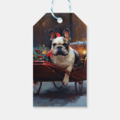 Franse Bulldog Kerstmis Feestelijk Seizoen Cadeaulabel (Achterkant)