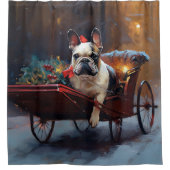 Franse Bulldog Kerstmis Feestelijk Seizoen Douchegordijn (Voorkant)