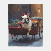 Franse Bulldog Kerstmis Feestelijk Seizoen Fleece Deken (Voorkant)