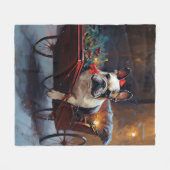 Franse Bulldog Kerstmis Feestelijk Seizoen Fleece Deken (Voorkant (Horizontaal))