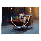 Franse Bulldog Kerstmis Feestelijk Seizoen Groot Cadeauzakje (Voorkant)