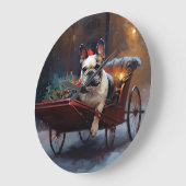 Franse Bulldog Kerstmis Feestelijk Seizoen Grote Klok (Hoek)